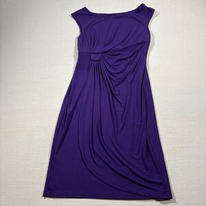 Dressbarn Size 8 Purple Slimming Ruched Sheath Party Cocktail Dress